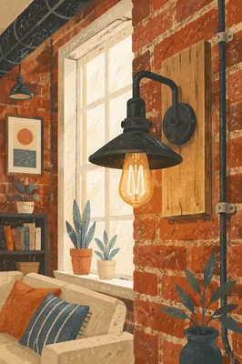 Industrial Loft Sconce on Exposed Brick
