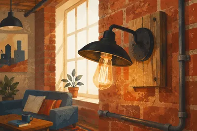 Industrial Loft Sconce on Exposed Brick