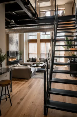 Modern Industrial Loft with Exposed Beams