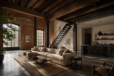 Industrial Modern Loft with Exposed Beams