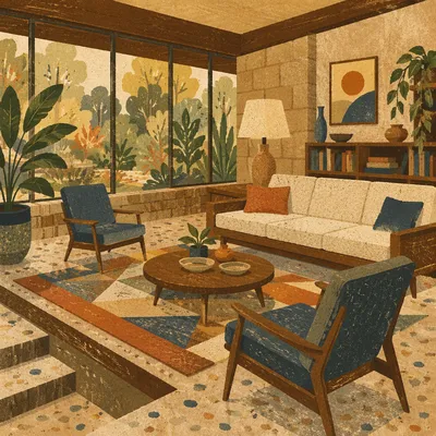 Sunken Mid Century Modern Living Room
