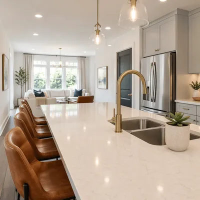 Modern White Marble Kitchen Island Interior