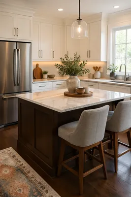 Modern White Marble Kitchen Island Interior