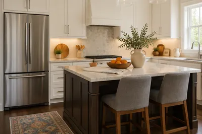 Modern White Marble Kitchen Island Interior