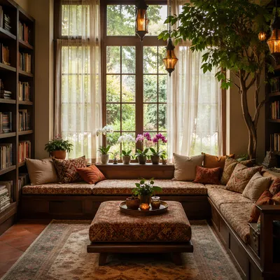 Cozy Window Seat Reading Nook Interior