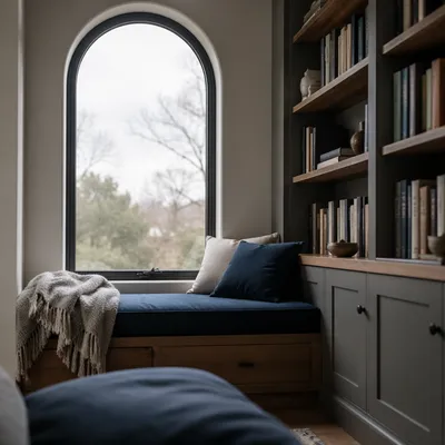 Cozy Arched Window Reading Nook Interior