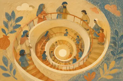 Modern Spiral Staircase Overhead Architectural Swirl