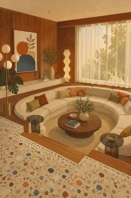 Retro Modern Sunken Living Room Interior