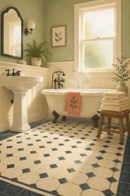 Vintage Clawfoot Tub Bathroom Interior