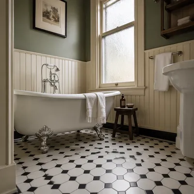 Vintage Clawfoot Tub Bathroom Interior