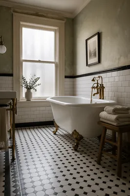 Serene Vintage Clawfoot Tub Bathroom Interior