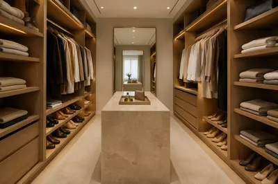 Serene Boutique Style Walk-In Closet Interior