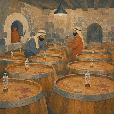 Underground Wine Cellar with Oak Barrels
