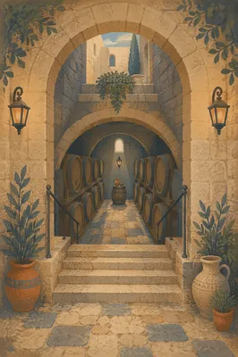 Underground Wine Cellar with Stone Arches