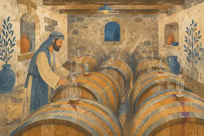 Underground Wine Cellar with Oak Barrels