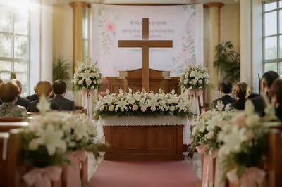 Korean Church Anniversary Floral Cross Decorations