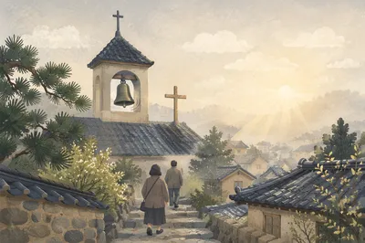 Morning Bell at a Korean Church Tower