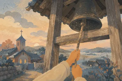 Korean Church Bell Tower at Dawn