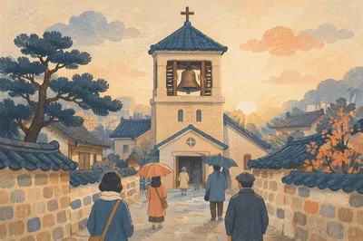 Korean Church Bell Tower Morning Call