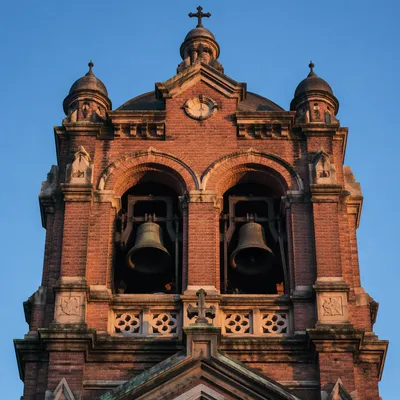 Historic Korean Church Bell Tower at Sunrise