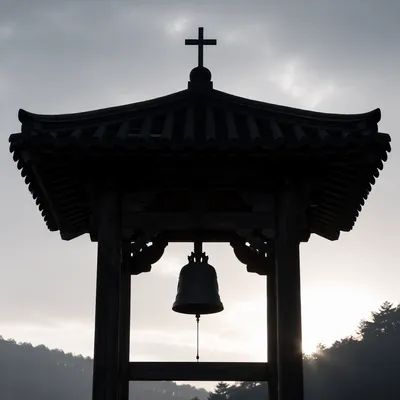 Korean Church Bell Tower at Dawn