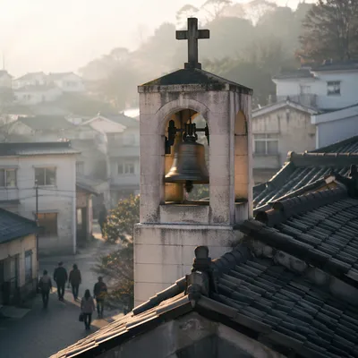 Korean Church Bell Tower at Dawn