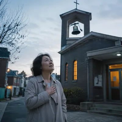 Korean Church Bell Tower at Dawn