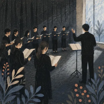 Korean Church Choir Rehearsal with Conductor