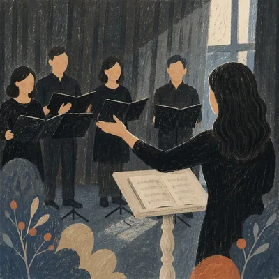 Korean Church Choir Rehearsal with Conductor