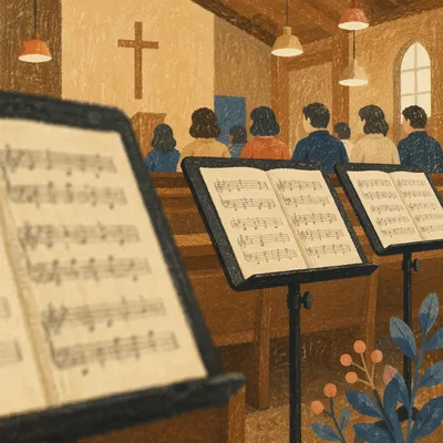 Korean Church Choir Rehearsal Music Stands