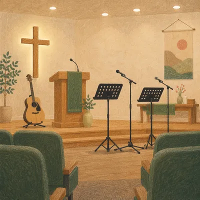 Quiet Korean Church Choir Rehearsal Setup