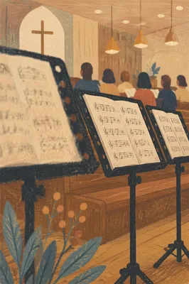 Korean Church Choir Rehearsal Music Stands