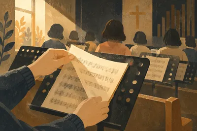 Korean Church Choir Rehearsal Music Stands
