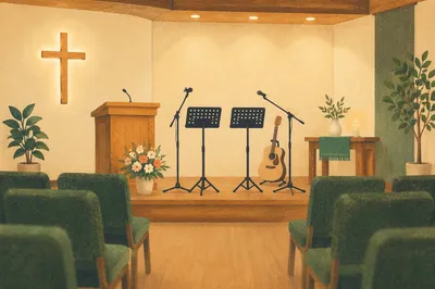 Quiet Korean Church Choir Rehearsal Setup