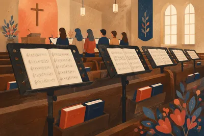 Quiet Korean Church Choir Rehearsal Scene