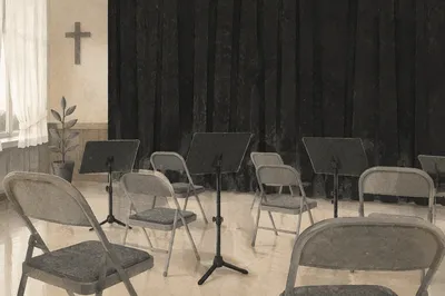 Quiet Korean Church Choir Rehearsal Setup