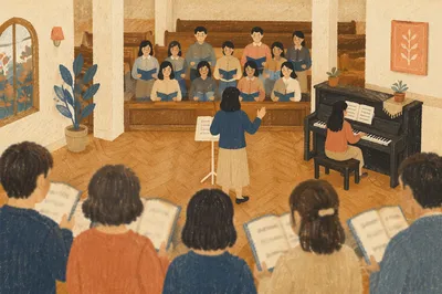 Korean Church Choir Rehearsal from Balcony