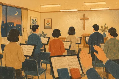 Korean Church Choir Rehearsal at Dusk
