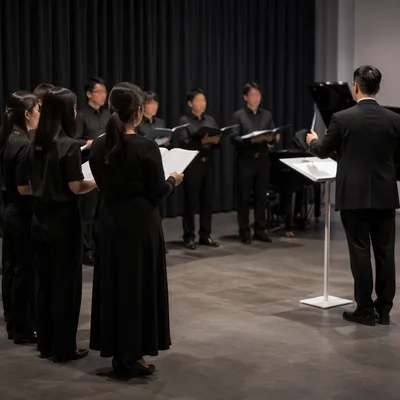 Korean Church Choir Rehearsal in Indoor Hall