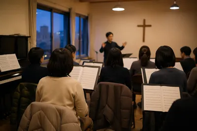 Korean Church Choir Rehearsal at Dusk