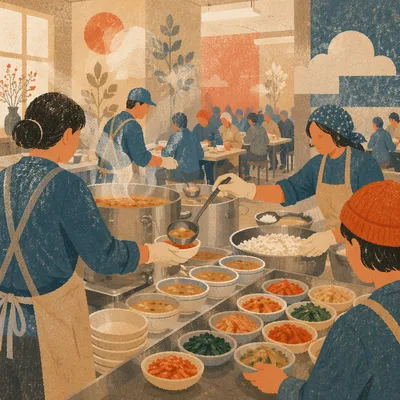 Korean Church Fellowship Kitchen Meal Preparation