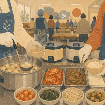 Korean Church Fellowship Meal Preparation