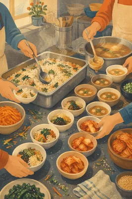 Korean Church Fellowship Meal Preparation