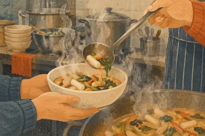 Volunteers Serving Korean Church Fellowship Meal