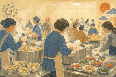 Korean Church Fellowship Kitchen Meal Preparation