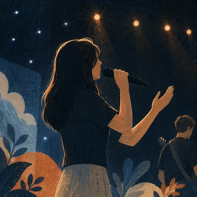 Korean Church Praise Vocalist Under Stage Lights