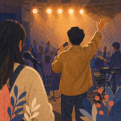Korean Church Praise Team Under Stage Lights