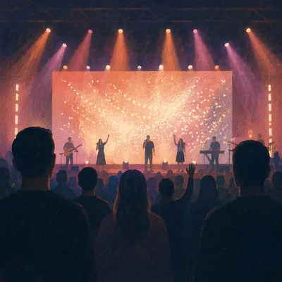Korean Church Praise Team Under Stage Lights