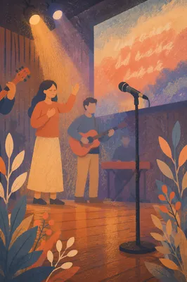 Microphone on Korean Church Praise Stage