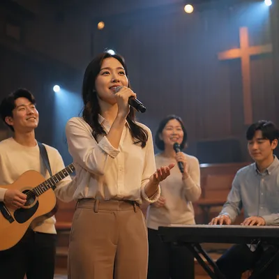 Praise Team Rehearsal on Church Stage